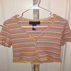 Multicolor Short Sleeve Crop Top🌈